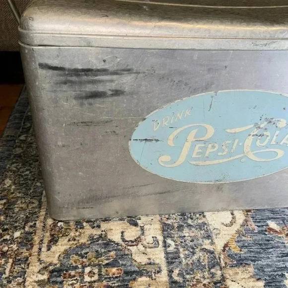 VINTAGE 1950’s ICONIC Cronstroms Pepsi Cola Logo Cooler Aluminum Ice Box Chest - Picture 13 of 16